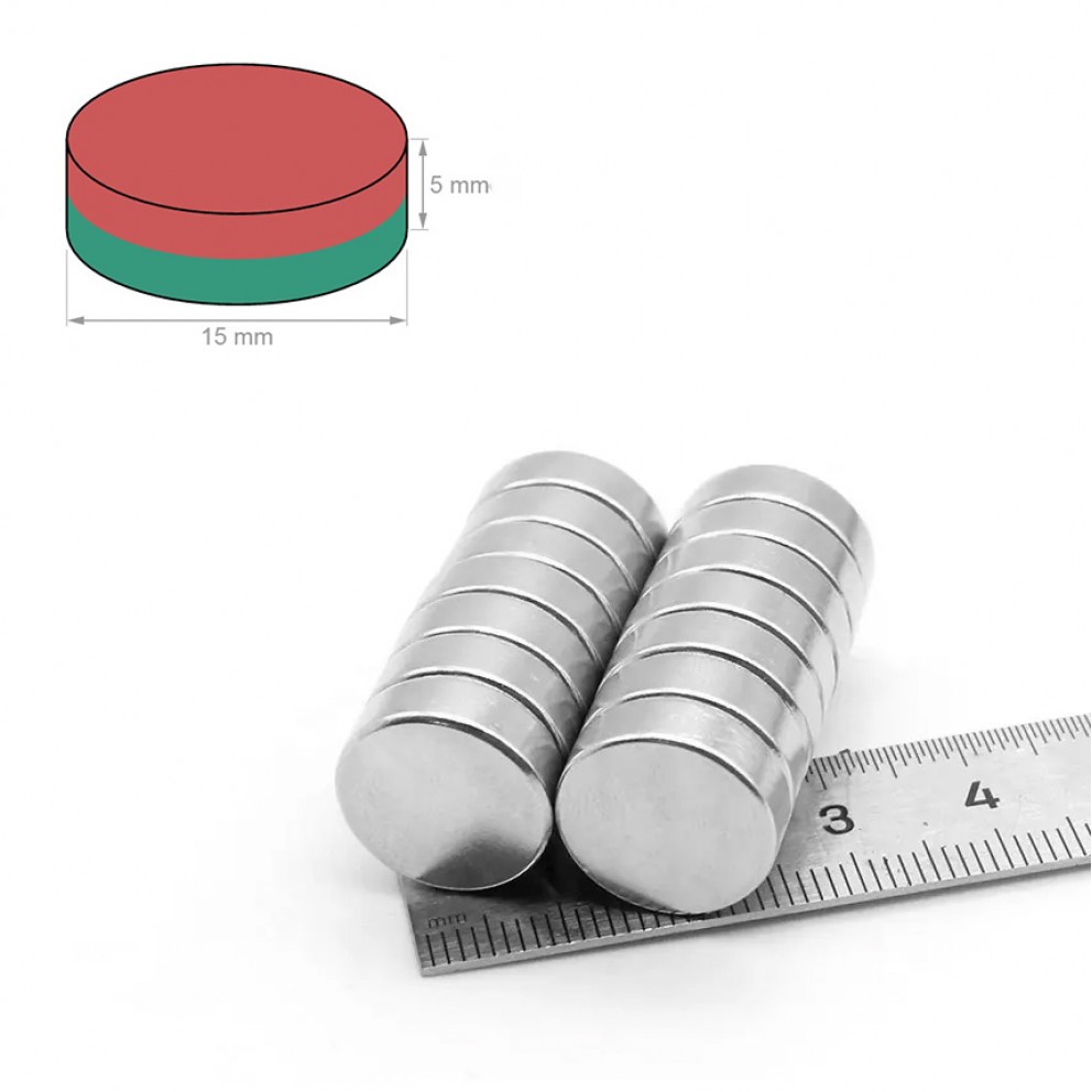 15x5 mm Neodyum Mıknatıs Yuvarlak Disk