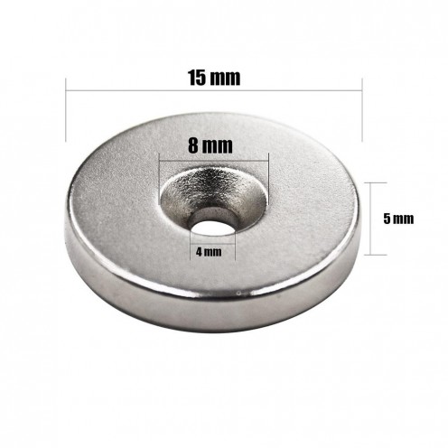 Ø15x8/4x5mm N35 Neodymium Magnet with Countersunk Hole