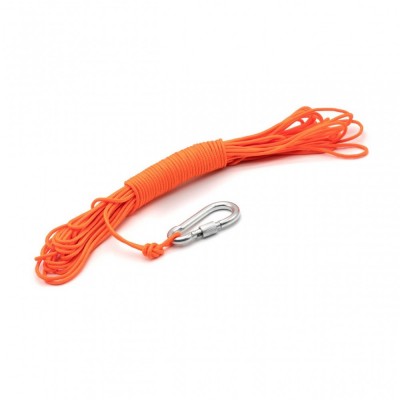 3 mm Orange Rope - Carabiner with Hook - 25 Meters