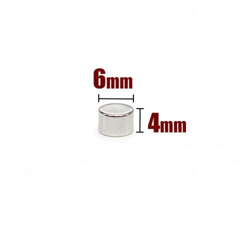 6x4 mm Neodyum Mıknatıs (Çap 6 mm, Kalınlık 4 mm)