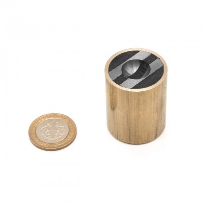 Ø32x40 mm Slatted Brass Pot Magnet - Special Production